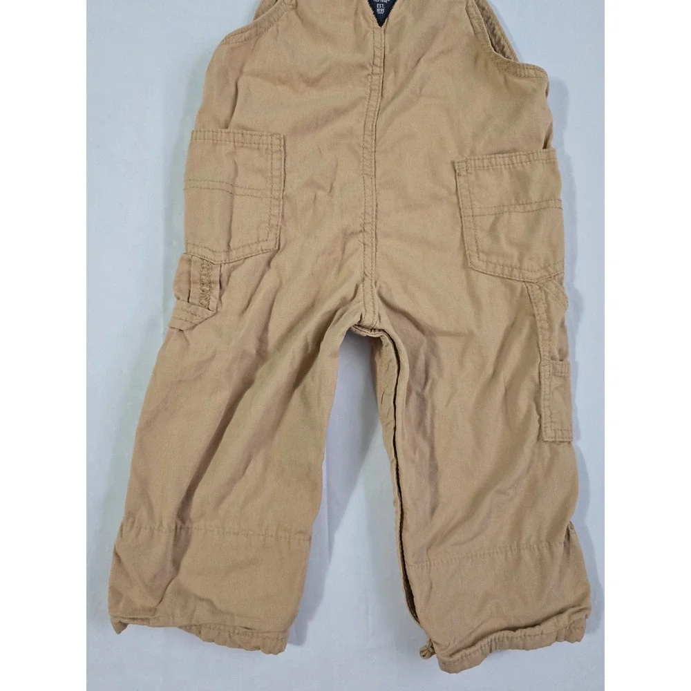 OshKosh Bgosh Toddler Boys Khaki Canvas Overalls Tan 18M 1T273010